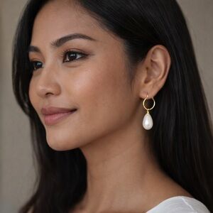 Gold and Pearl Teardrop Earrings